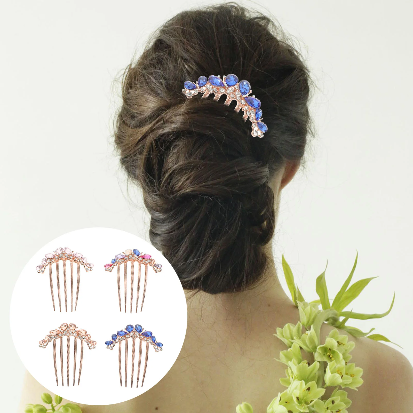 

4 Pcs Hairpin Insert Comb Bobby Pins for Women Combs Accessories Toppers Wedding Headdress