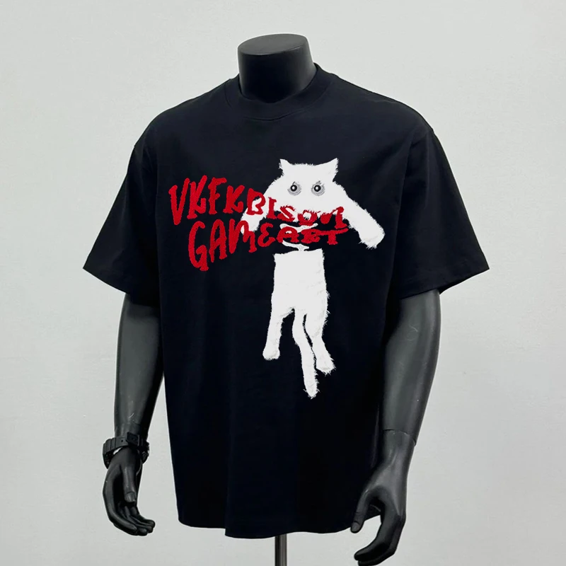 

Summer Men's 100% Pure Cotton Print Letter VKFKrison GAMEART Round Neck T-shirt Clothes Size S-4XL Motorcycle Tees Top Unisex