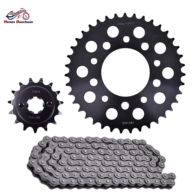 

525 120L 15T 39T 400CC Motorcycle Front Rear Sprocket Drivetrain Transmission Chain Set for Honda GB400 H3 GB400H GB 400