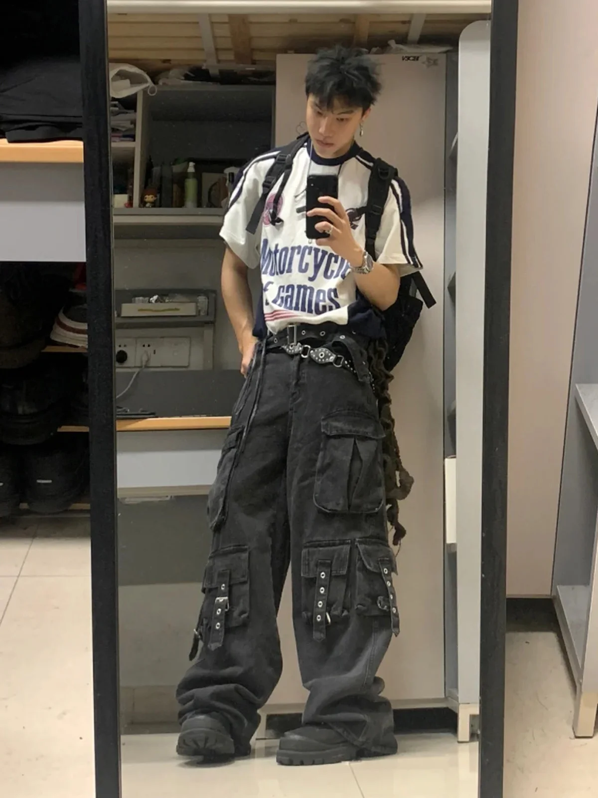 

Heavy Du Multi ket Men's Jeans Summer Casual Loose Fit Waed Wide Leg Workwear Pants American Retro Street Sle