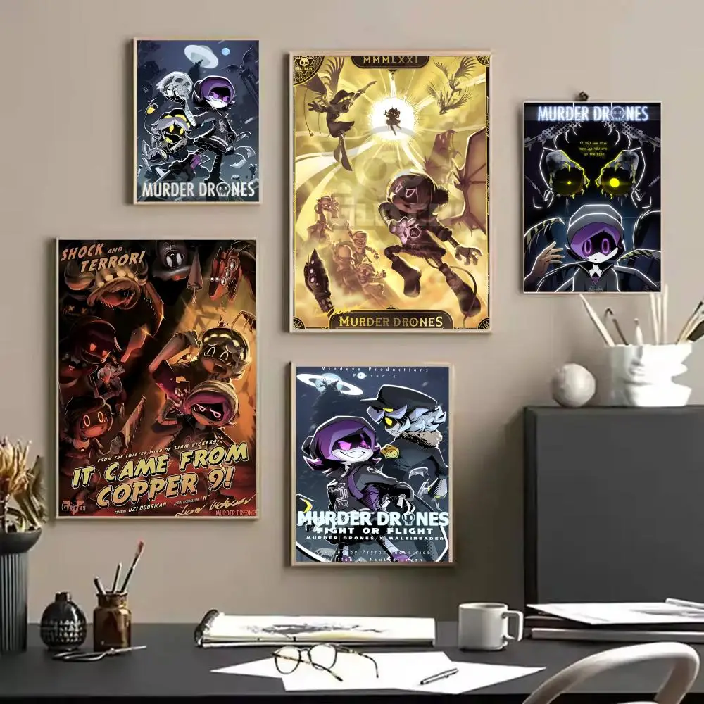 M-Murder Drones Game Poster Stickers HD Waterproof Painting Wall Art for Bedroom Living Room Home Decor Decoration Gift