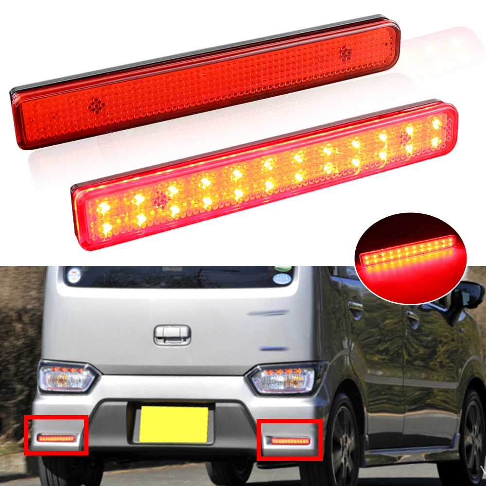 2Pcs Smoke/Red Lens Rear Bumper Brake light For Suzuki  Wagon R Stingray Rear Fog Light bumper reflector Fog Lamp Warning Light