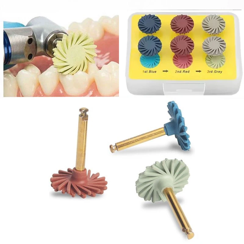 Dental Rubber Polisher Composite Resin Polishing Diamond System 14mm Wheel Spiral Flex Brush Dentistry Tool