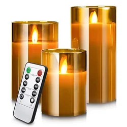 LED Lights for Home Electronic Candle LED Candle Decoration LED Glass Candle Full Set Remote Control Timer for Christmas Wedding