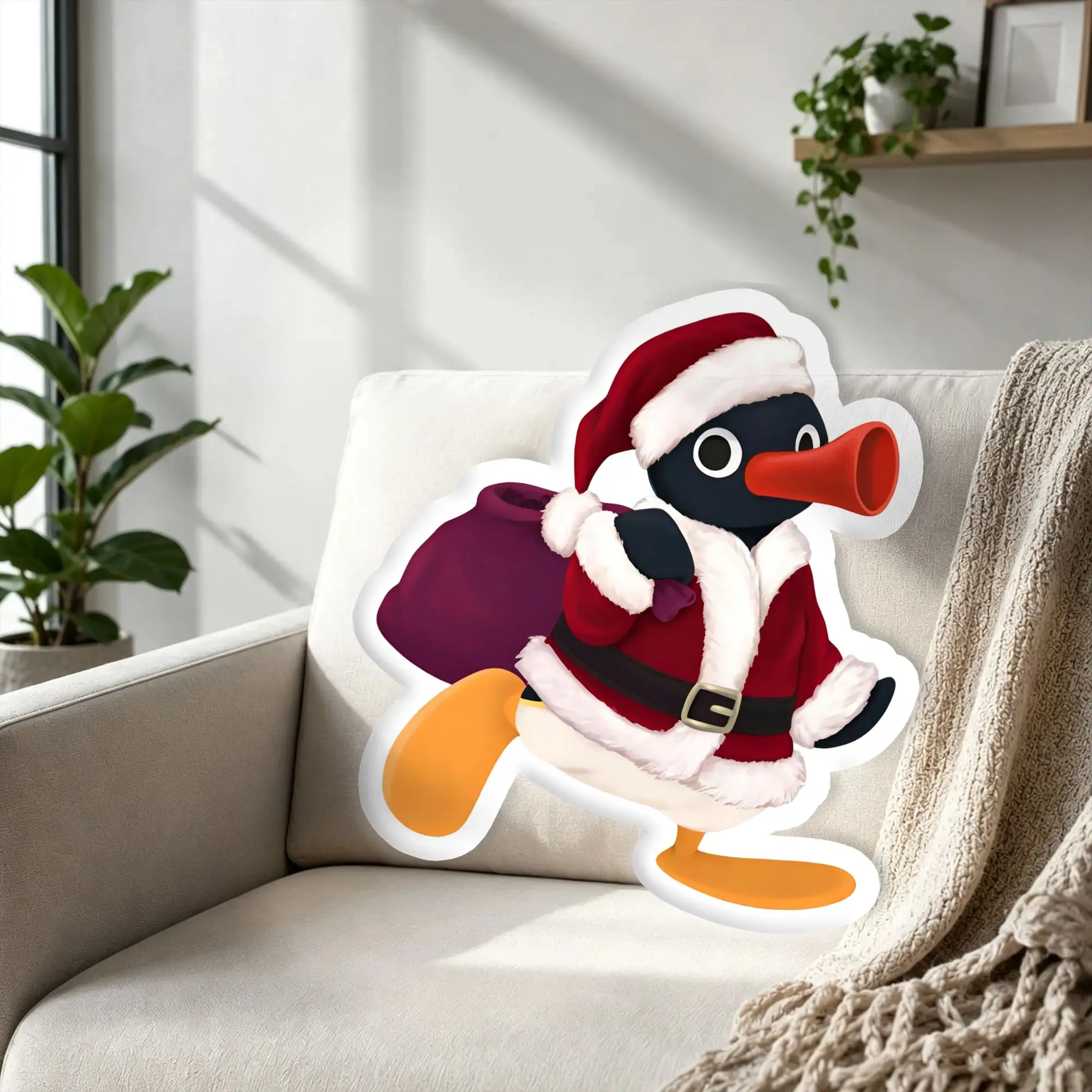 Customized Modern P-Pingus Cushions Polyester Swiss Children's Clay Animation Pillow Cushion for Christmas