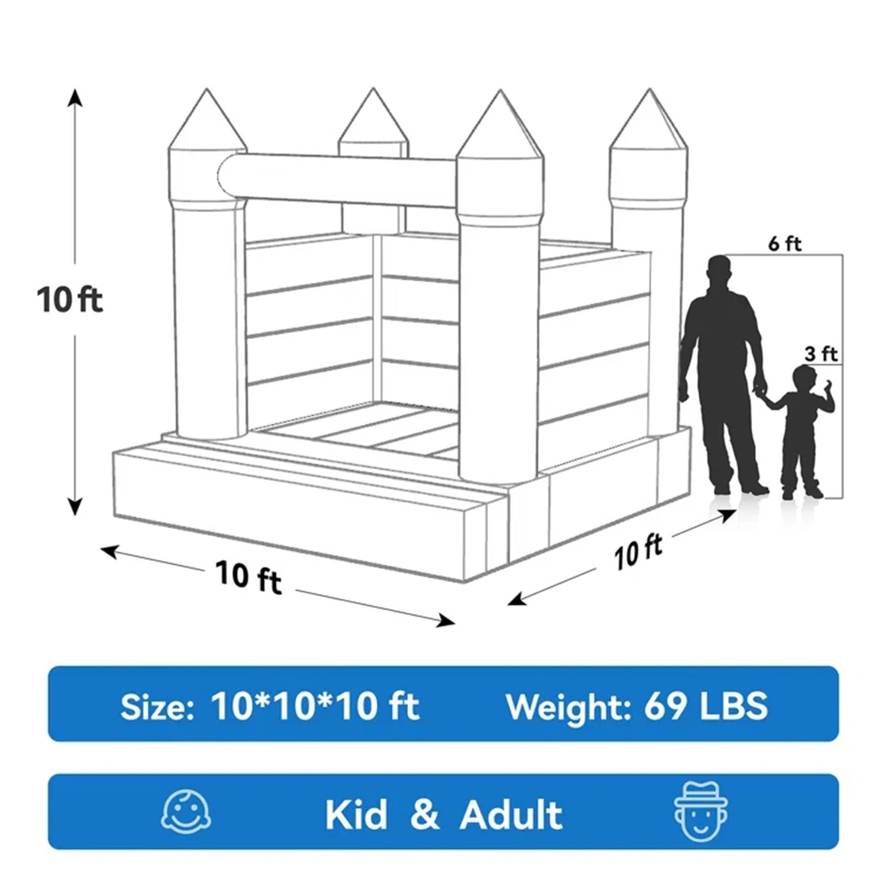 Casa inflável do salto com ventilador do ar, castelo Bouncy do jumper, cama de salto do PVC para o partido, decorações do casamento