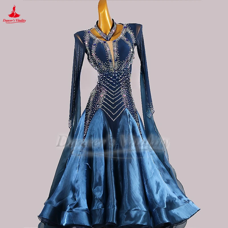 

Профессиональные большие свободные платья для бальных танцев для женщин и взрослых, вальс, фокстрот, Quickstep, костюм для соревнований, индивидуальный размер