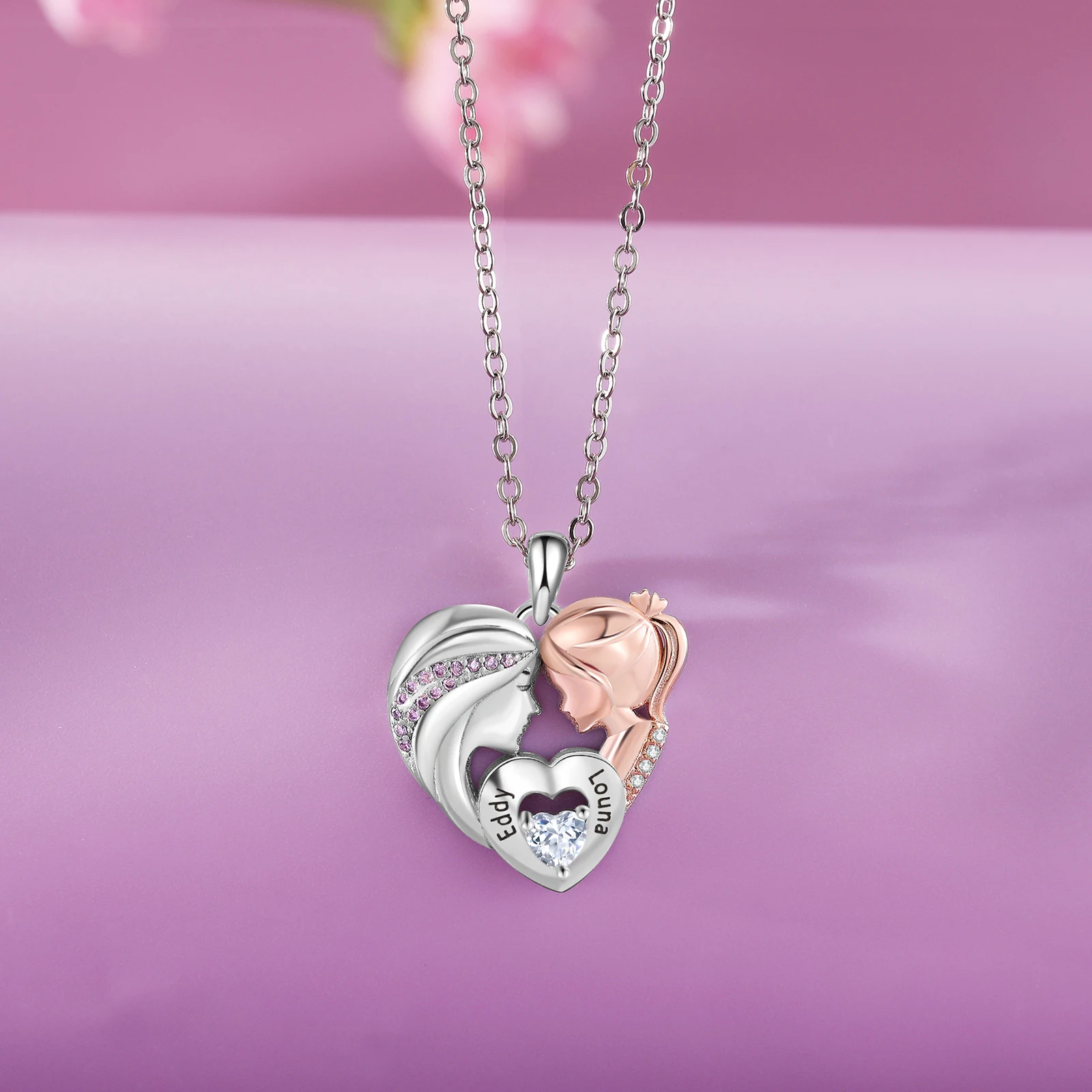 Personalisierte Halskette mit Anhänger für Mutter und Tochter, Herzschmuck, individueller Name, Muttertagsgeschenk für Frauen, Mutter, Ehefrau, Oma, Nana