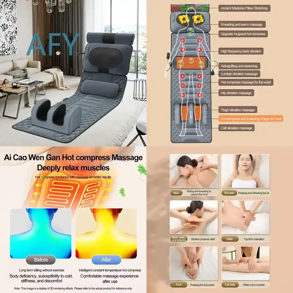 Electric Full Body Vibration Orthopedic Massage Cushion Bed Mat with Heating Function for Standard Size Beds for Home Use for