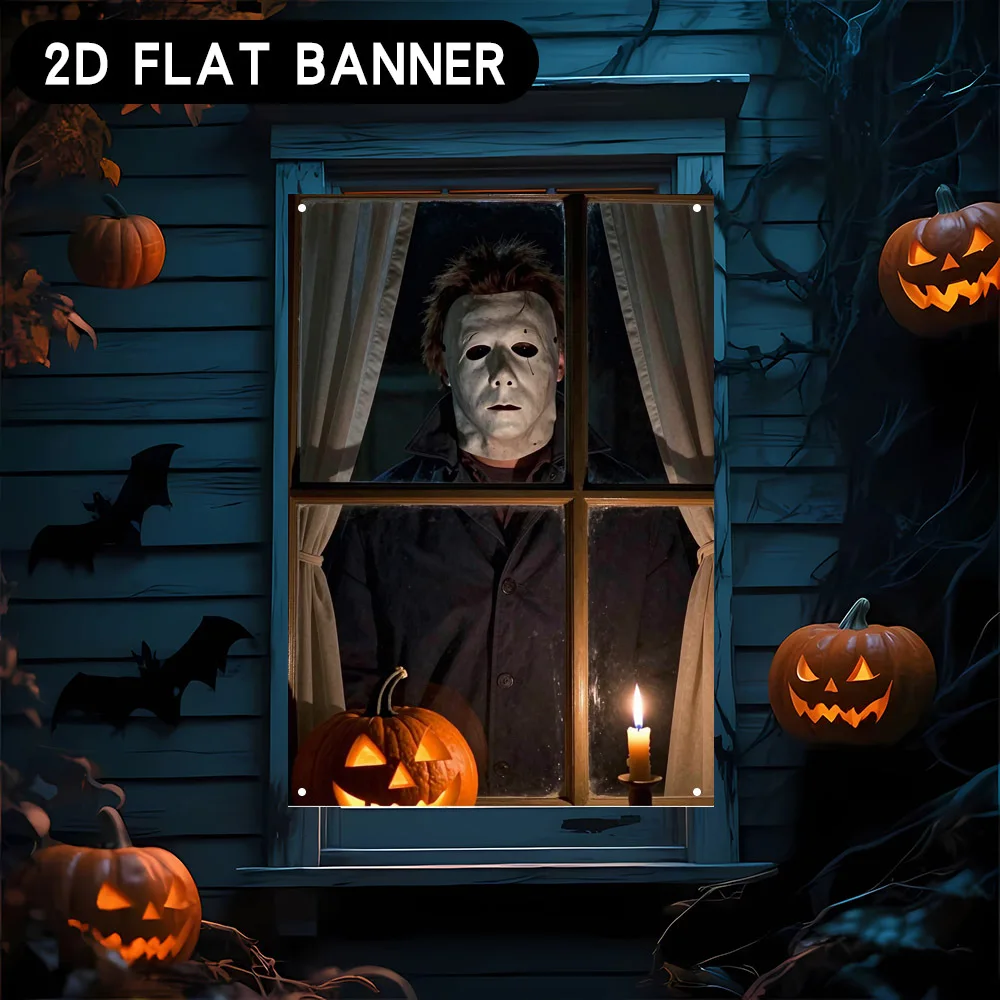 Halloween Hexen-Fenstervorhang Banner Horror-Thema Geisterhaus Bar Party Deko Fotokulisse Feiertags-Horror-Requisite – Detail 1