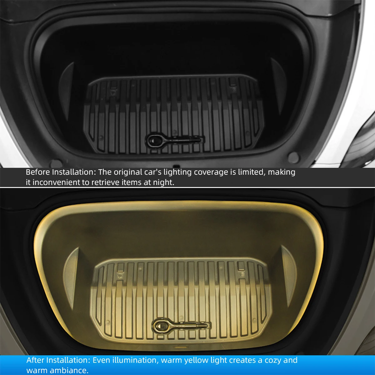 

12V Car Front Trunk Frunk LED Strip Light for Tesla Model 3 Y LED Interior Light Strip Waterproof Flexible Silicone Strip