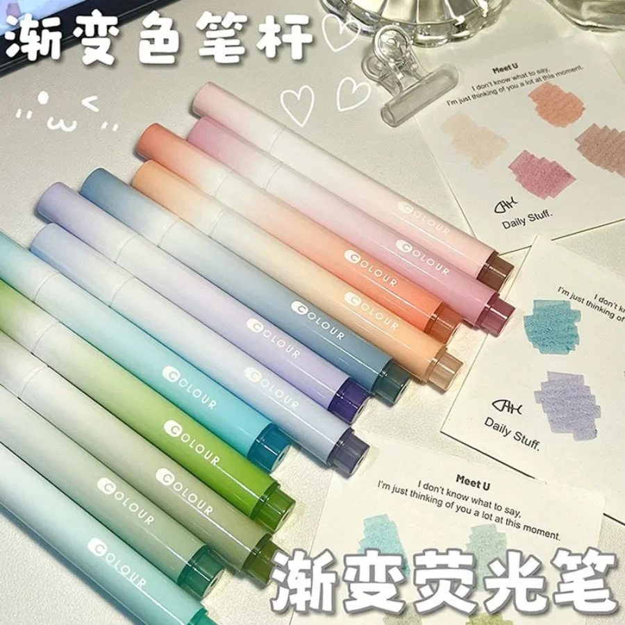 Resaltador de Color de cambio Gradual, bolígrafo manual de Color de alto valor, rotulador para estudiantes, suministros de oficina, 4 Uds.