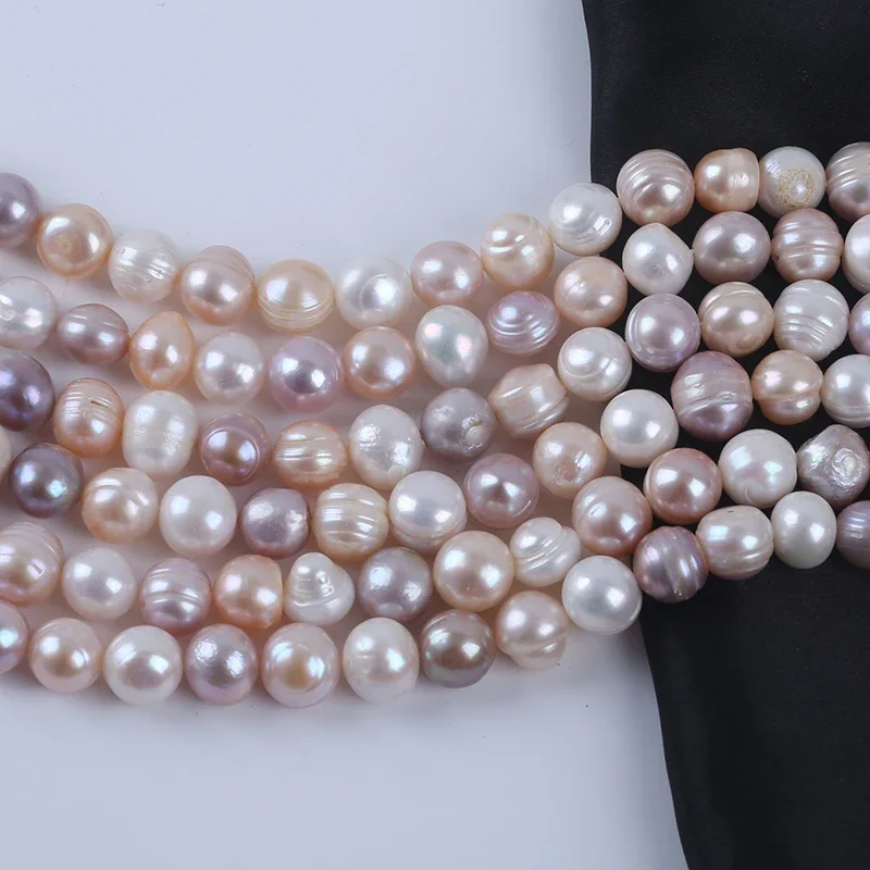 10-11mm white pink purple mixed potato shape natural freshwater pearl zhuji pearl strands for jewelry making