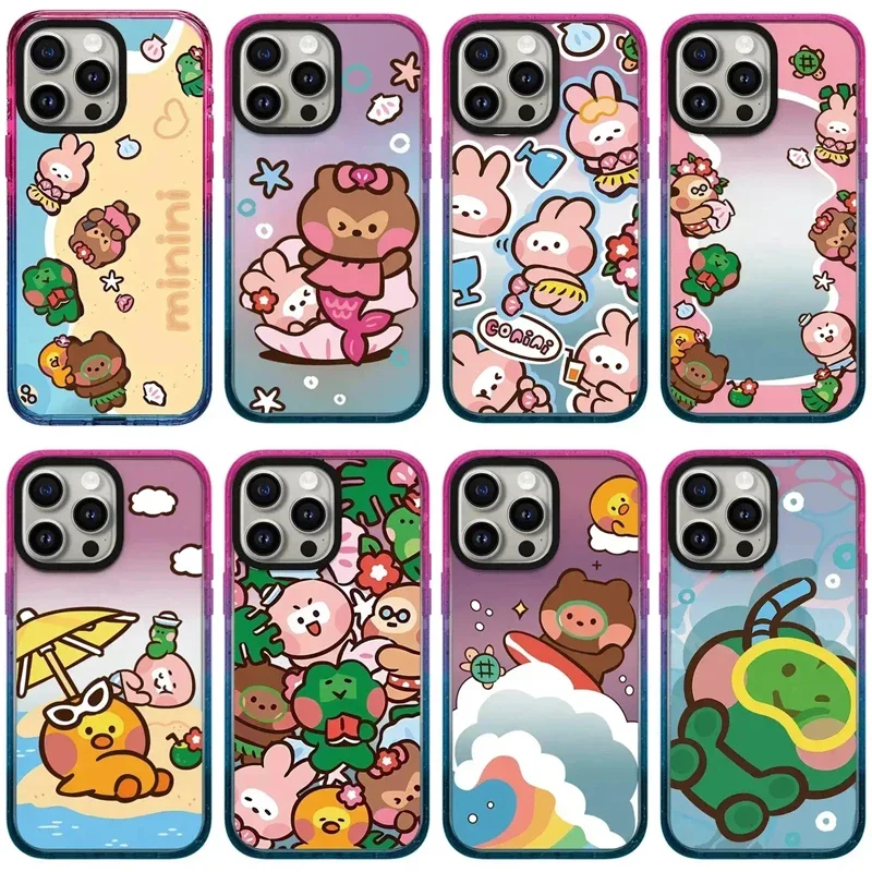 2.5 Acrylic Colorful Border Cartoon Summer Diving iPhone 12 13 15 14 Pro Max Protective Case, Fits iPhone 15 Pro Max