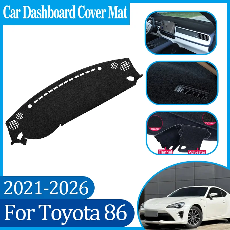 

Car Dustproof Anti-Slip Center Console Dash Mat Sunshade Dashmat Dashboard Cover Mat Accessories For Toyota 86 2021 2022-2026