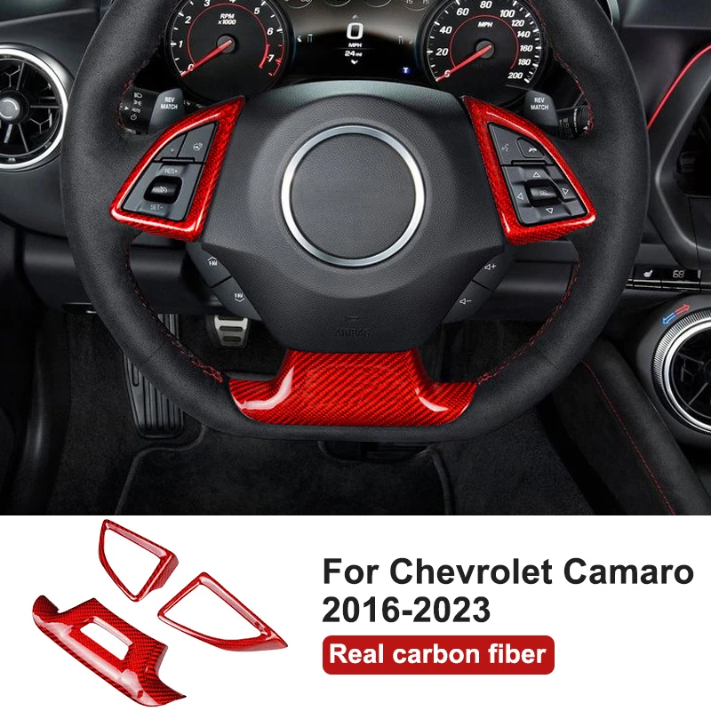 

For Chevrolet Camaro 2016-2023 Car Steering Wheel Panel Cover Decorative Sticker Carbon Fiber Modification Accessories