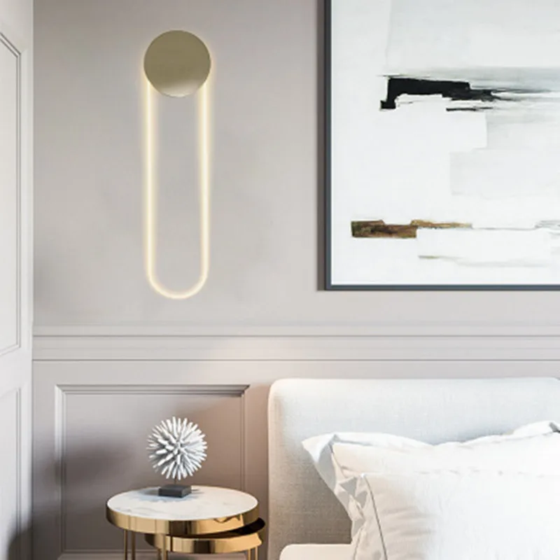

Long Gold Wall Lamp Modern RA Wall Lamp For Bedroom Living Room Surface Mounted Background Home Decor Indoor Corridor Lamp