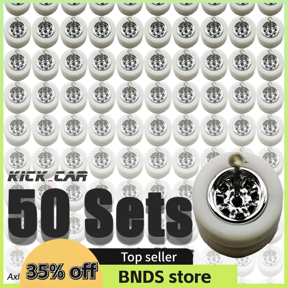 1/64 Model Car Wheels 50 Sets For Hotwheels with Rubber Tires Basic ABS Modified Parts Racing Vehicle Toys For Tomica MiniGT