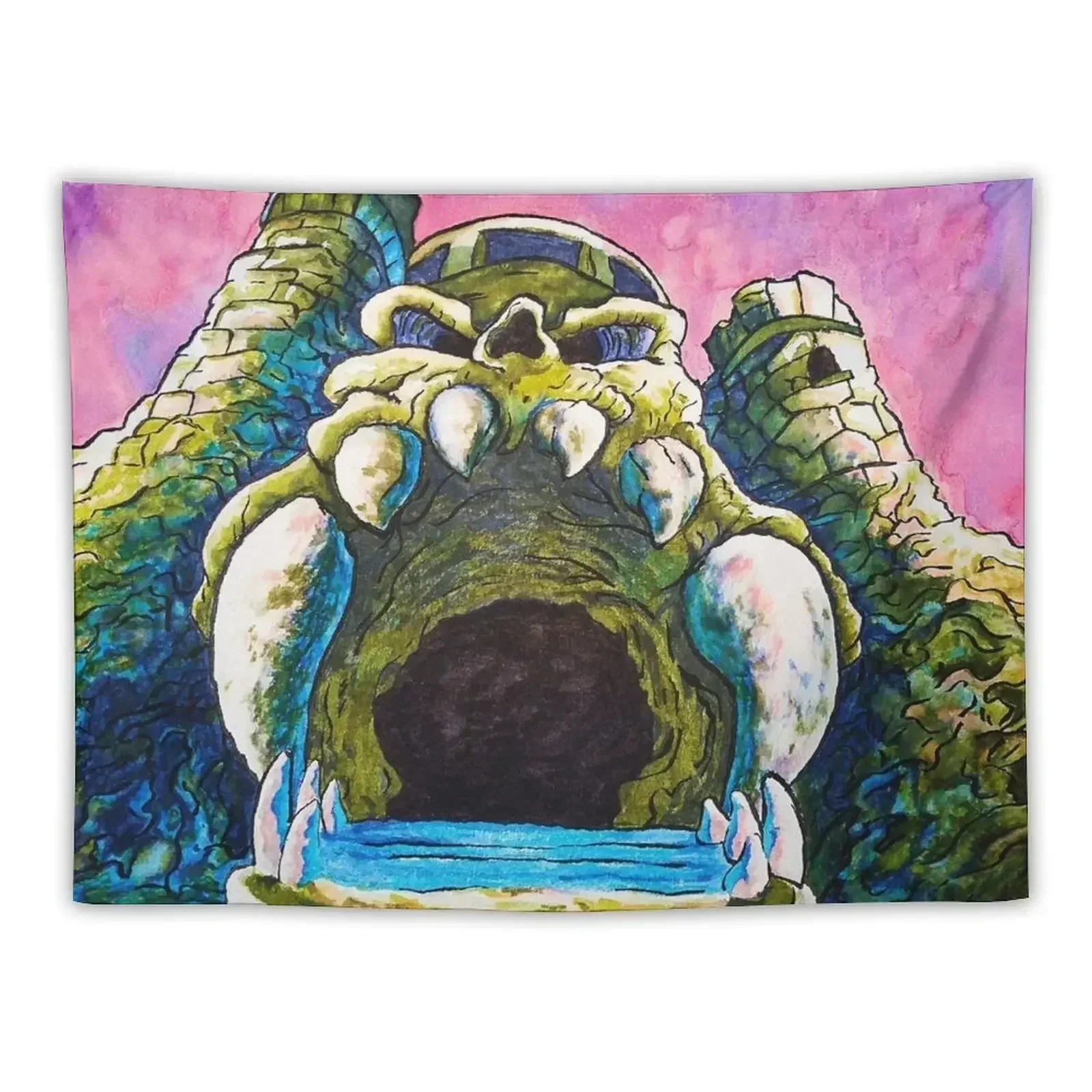 

Castle Grayskull watercolor painting Tapestry Decor Home Mushroom Room Decor Tapestry