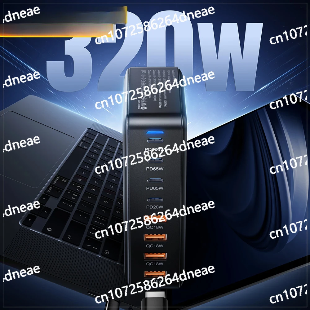 

For 16 15 14 iPad MacBook Laptop Essager 320W GaN Charger 8Port USB Type C Desktop Charging Station PD 100W Fast Charging