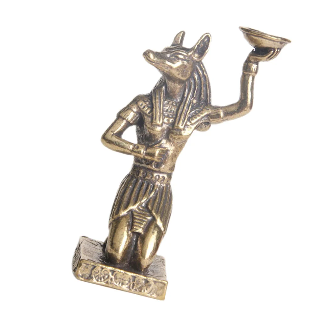 Desktop Adornment Brass Crafts Decor Egypt Statue Decor Anubis Shaped Figurine Brass Ornament for Housewarming Gift Blessing