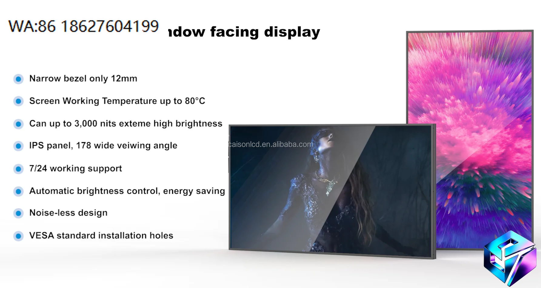 

32 43 49 55 65 Inch Ultra Thin High Brightness LCD Advertising Display 700-4000Nits Shop Indoor Commercial Screen