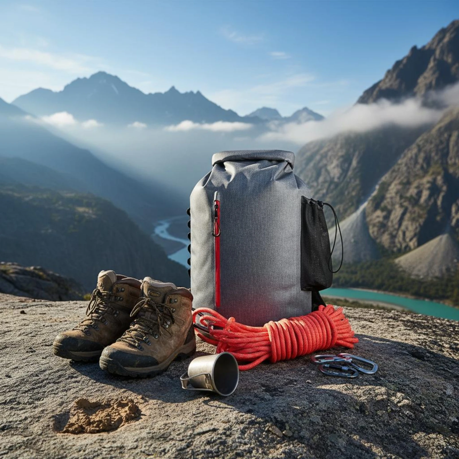 Waterproof Dry Backpack Side Bottle Pocket Dry Bag Backpack Water Resistant Sports Bag Breathable Back Panel Long-Lasting