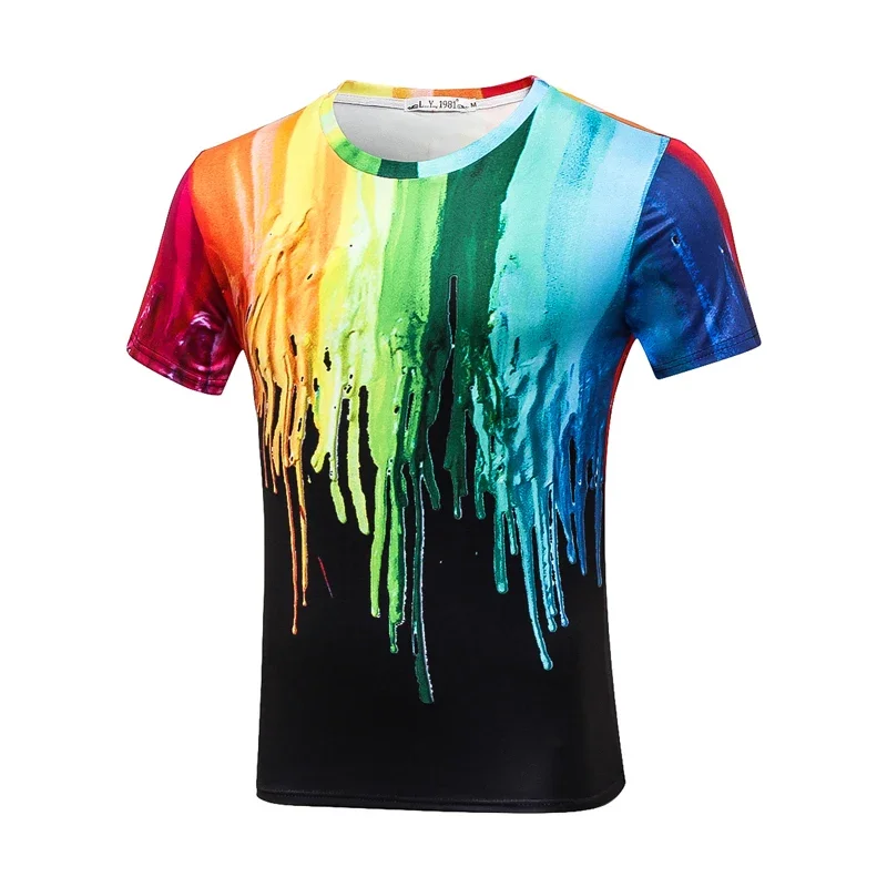 2022 Summer Men's 3d T-shirt Printing Ink Graffiti Splash Paint Short-sleeved Hip-hop Style Men's Fashion Cool Children's T-shir