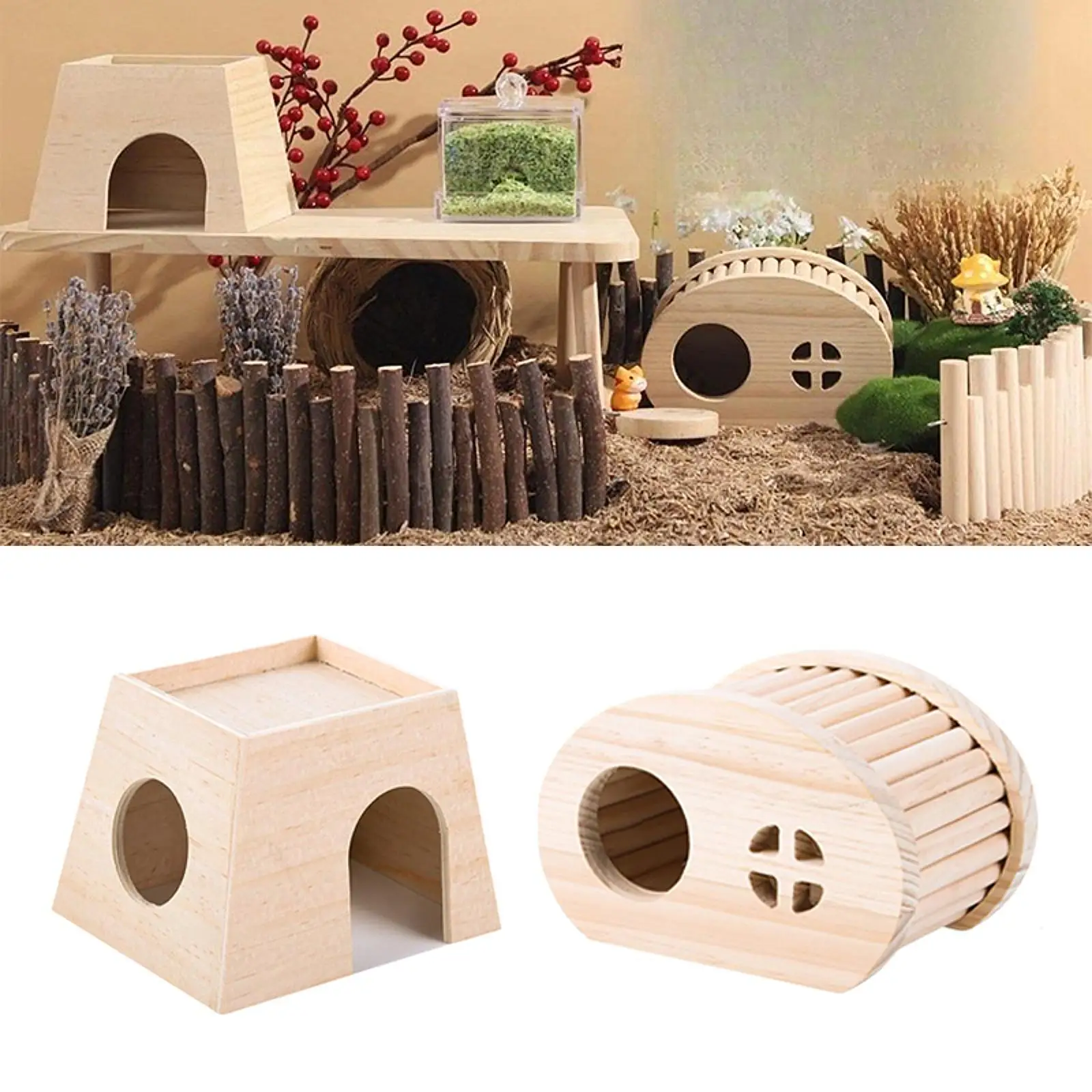 Hamster Wooden House Breathable Rutin Chicken Breeding Box Mice Rat Habitat for Gerbils Chinchillas Rutin Chicken Hedgehog Rest