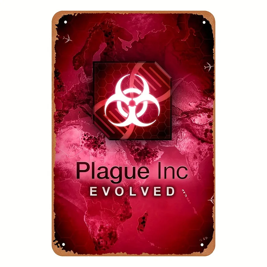 Vintage Style Plague Inc Evolved Metal Tin Sign -  Retro Video Game Decorative Wall Art, for Home & Gift, Decoration | Gaming Th