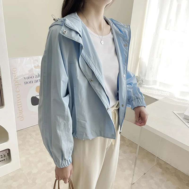 

Slimming Hooded Dstring Commute Versatile Jaet Sun Protection Top ort Outerwear QPP Brand Regular Sve Long Zipper