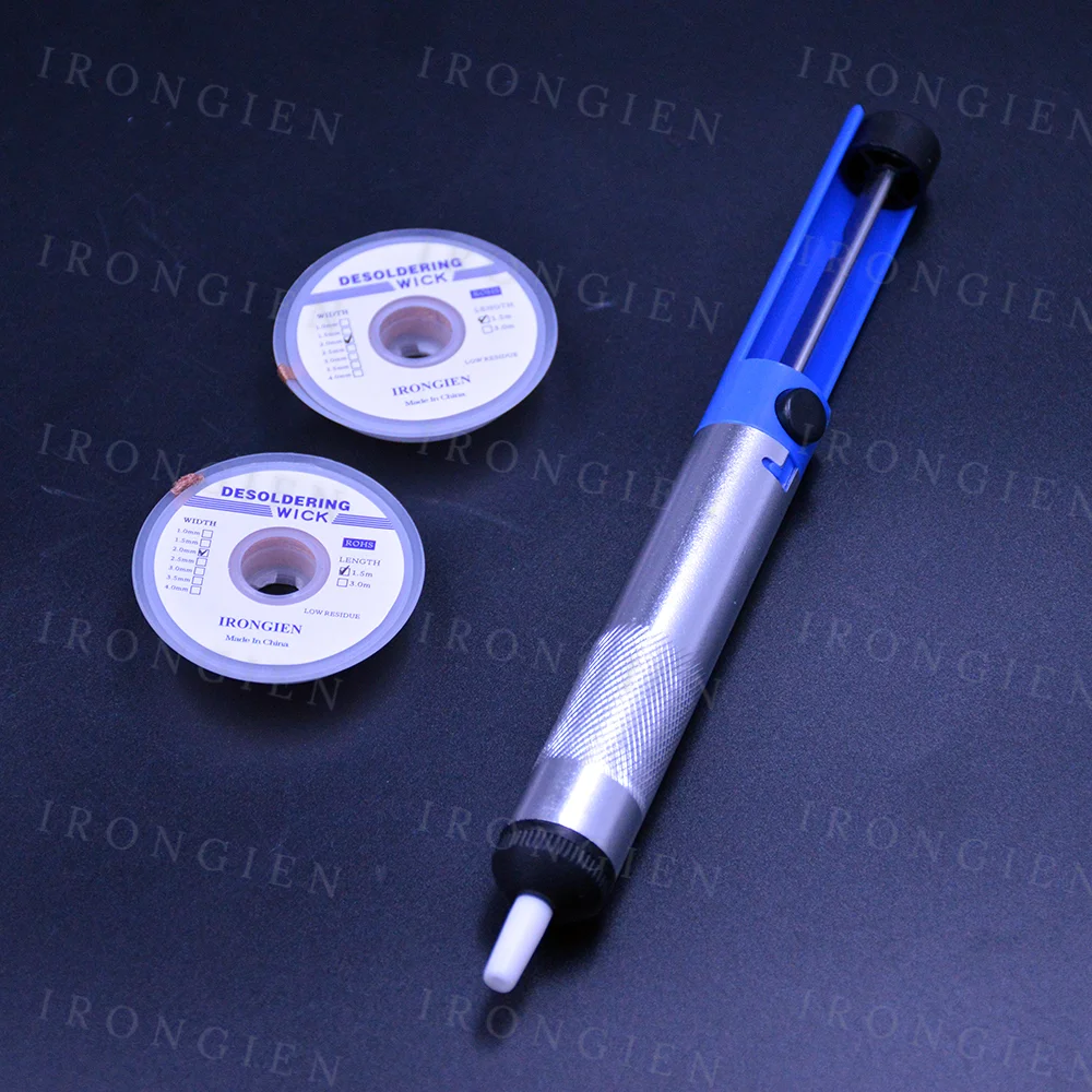 

1pc Suction Desolder Pump With 2 Rolls Desoldering Wick 2.0mm Width 1.5m Length Strong Tin Gun Sucker Tools Welding Repair kits
