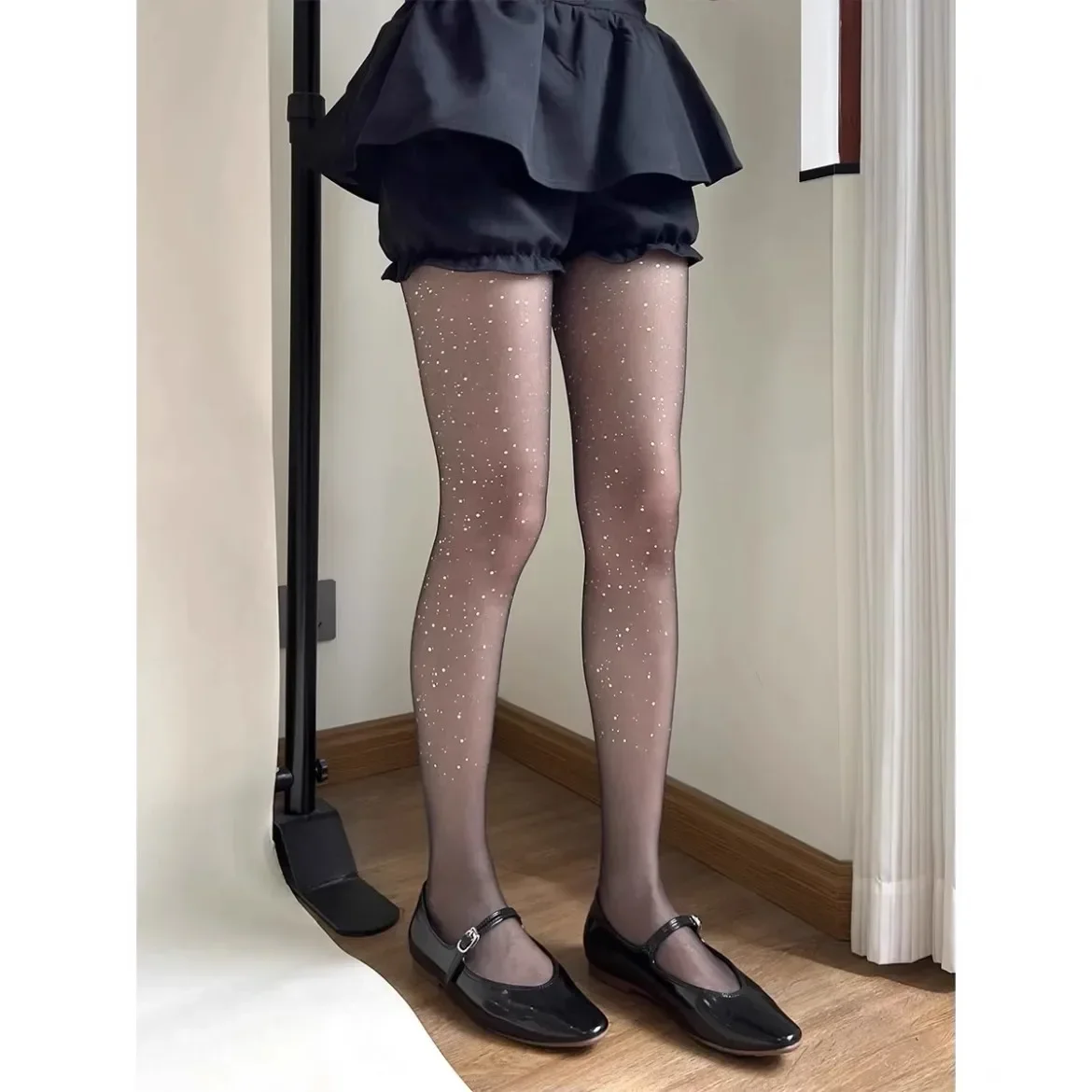 Sexy Glänzende Pailletten Damen Transparente Elastische Strumpfhosen Lange Beine Koreanischer Y2K Stil Schwarze Hautfarbene Damen-Strumpfhosen Glitzernde Medias – Detail 15