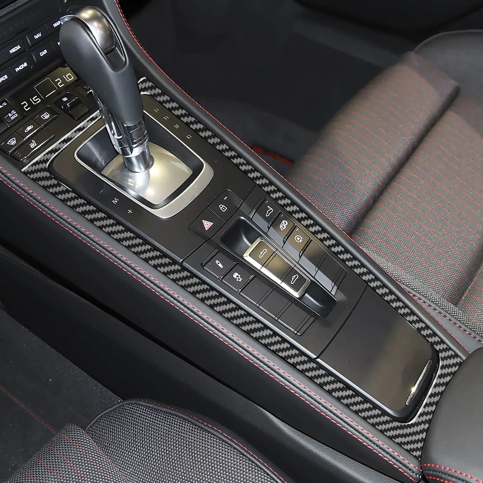 For Porsche Boxster Cayman 718 982 2016-2022 Accessories Carbon Fiber Car Interior Roadster Dashboard Steering Gear Sticker