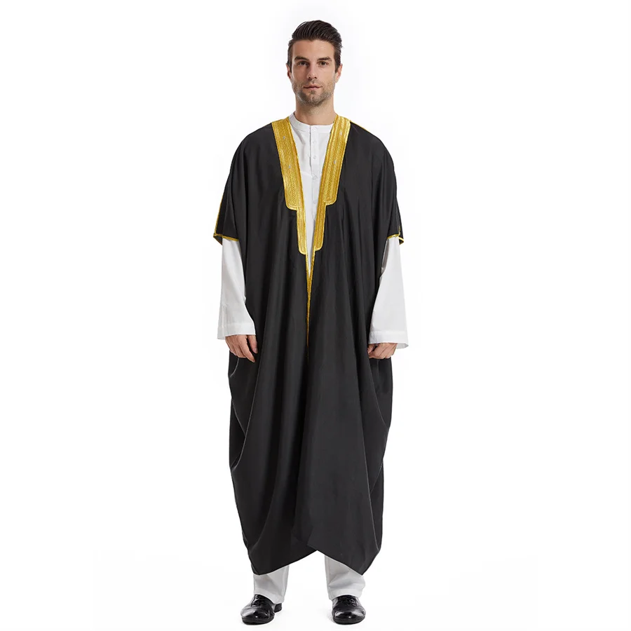 Islamic Clothing Men Robe Kaftan Muslim Man Moroccan Casual Long Dress Arabic Striped Robe Middle East National Costume