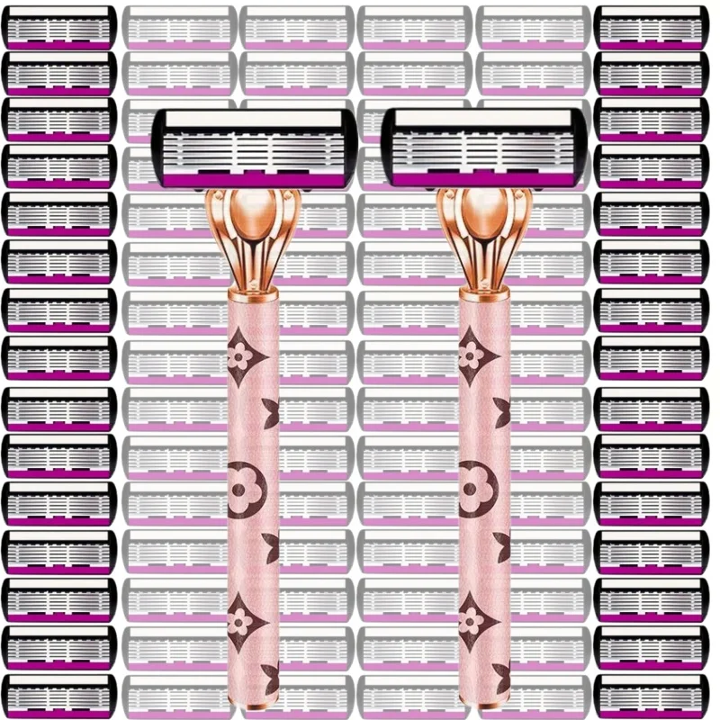 1 Handle + 3/12/36 Blades/ Men And Women Body Hair Safety Bikini Aloe Strip Razors Blade Set Female Shavers Replacement Heads