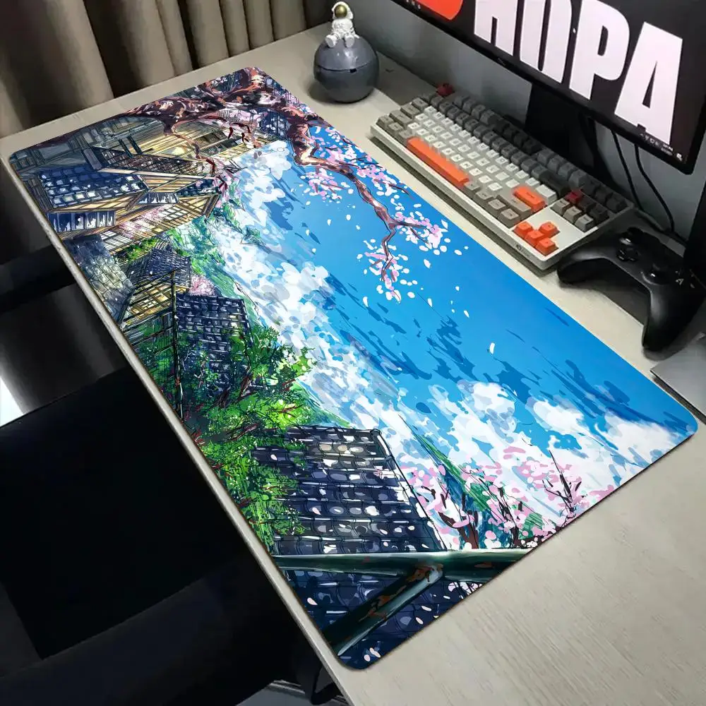 

Коврик для мыши с милым изображением вишневого цветения, настольный коврик с прошитыми краями, нескользящие игровые коврики, аксессуары для ПК, коврик для клавиатуры, коврик для мыши