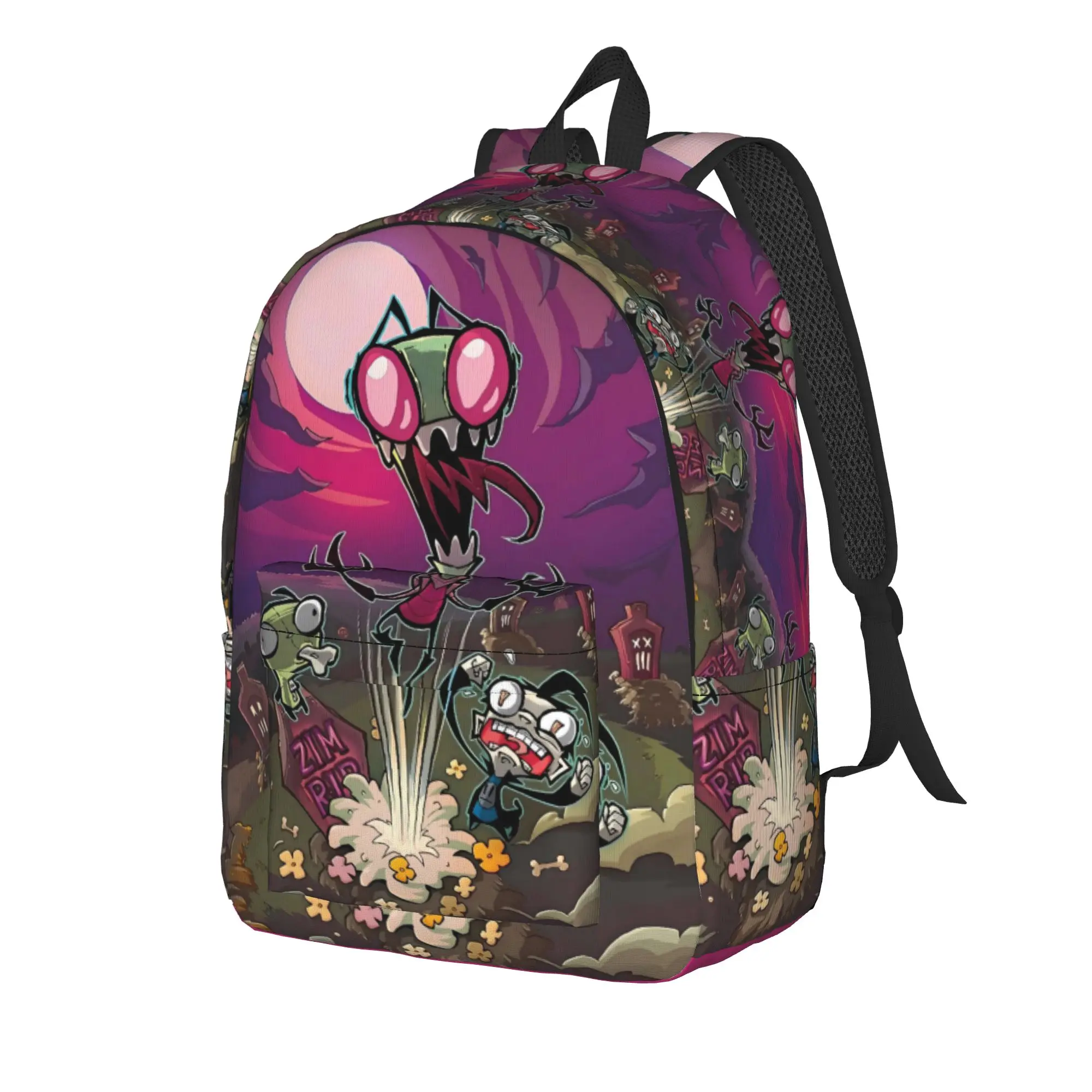 Cartoon Invaders Zims Aliens Backpack  Teen Polyester Travel Backpacks Soft Kawaii High School Bags Rucksack