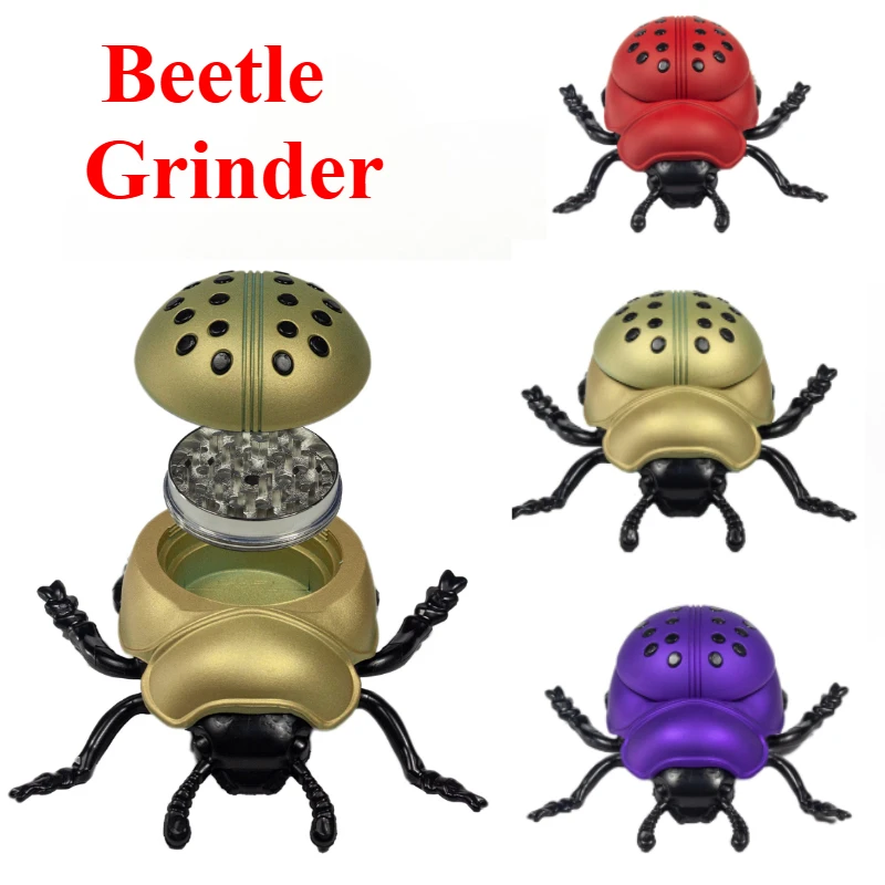 

Beetle Shaped Herb Grinder for Spice with Sharp Metal Teeth Removable Fine Mesh Screen Magnetic Lid Closure For Home Men Gift