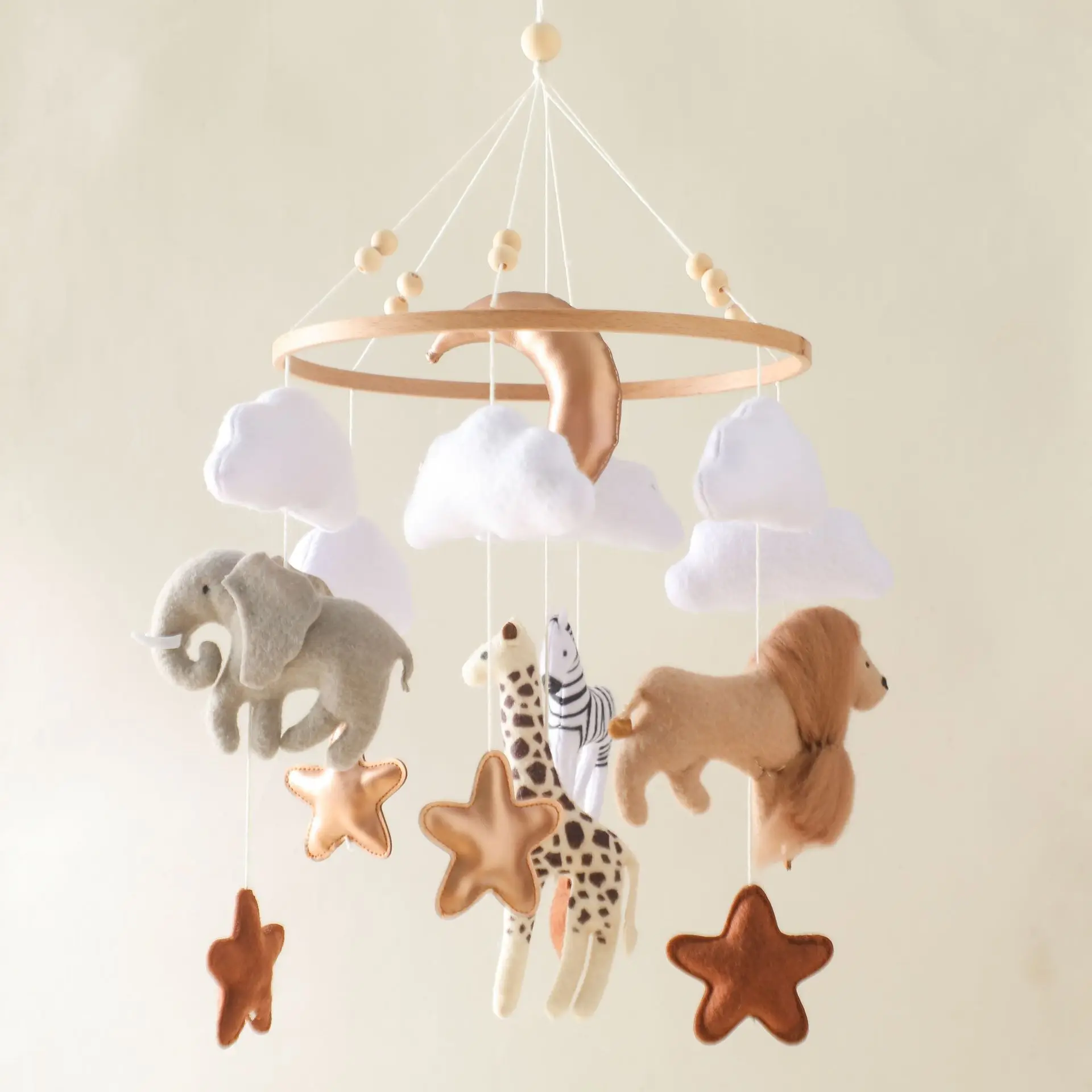 

Hot Sale Nordic Handmade Felt Jungle Safari Baby Crib Mobile Animal Bed Bell Hanging Toy Nursery Decoration Shower Gift