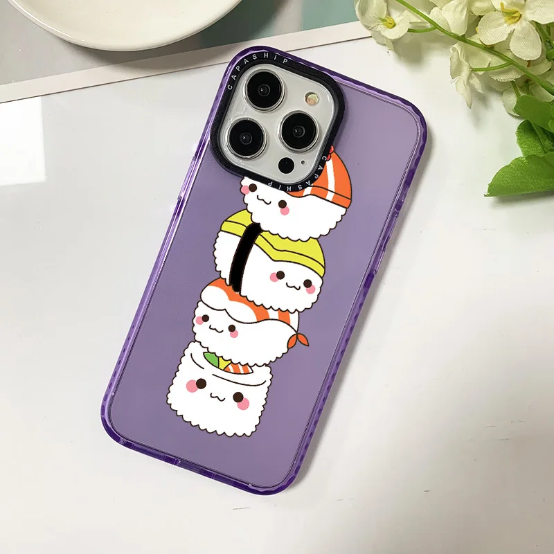 Cute Pile Up Sushi Cat Case For Iphone 11 14 15 Pro Max Clear SIlicone Soft Funda 12 13 Mini 7 8 Plus XR XS Shockproof Cover