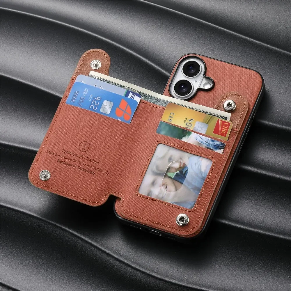 Flip-Wallet mit Kartenhalter RFID-blockierende Handyhülle für iPhone 18 17 16 15 14 Plus 13 12 Pro Max Ring-Lederhalterung – Detail 24