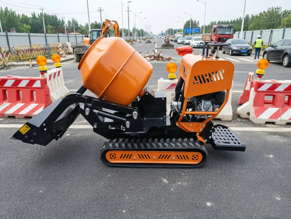 Crawler Type Self Loading Concrete Mixing Truck Off-road Rubber Track Self Propelled Small Civil Engineering Mix Vehicle