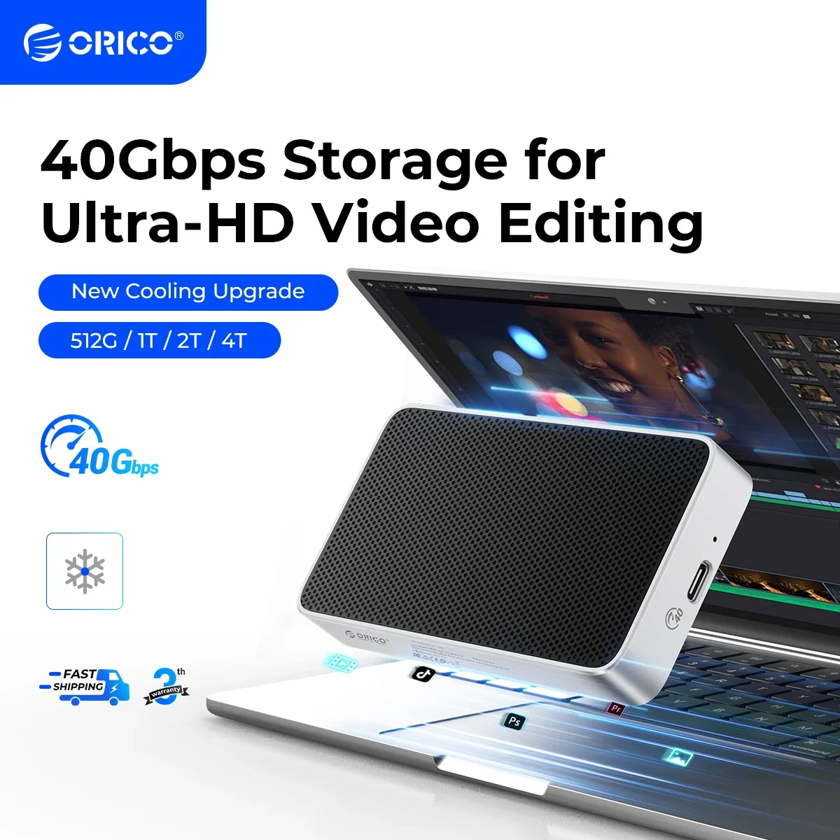 

ORICO 40Gbps USB4 Portable NVMe 40Gbps Ultra Fast External SSD Drive PCIe4.0 NVME Up to 3800MB/s Compatible Thunderbolt 3/4