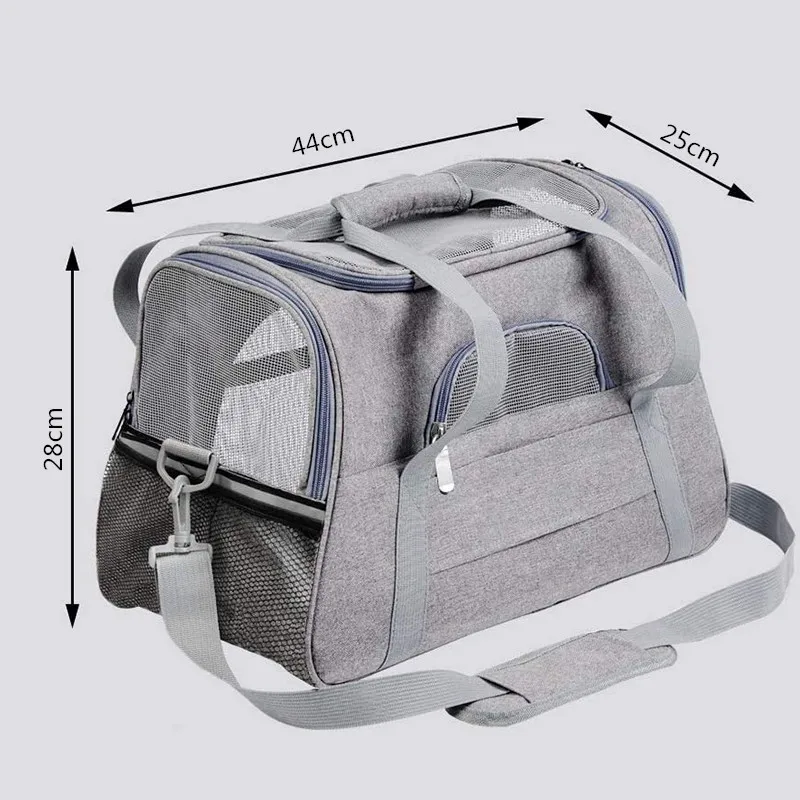 Travel Bag for Dog Cat Softl Pet Carriers Portable Breathable Foldable Bag Pets Transport Handbag with Locking Safety Zippers