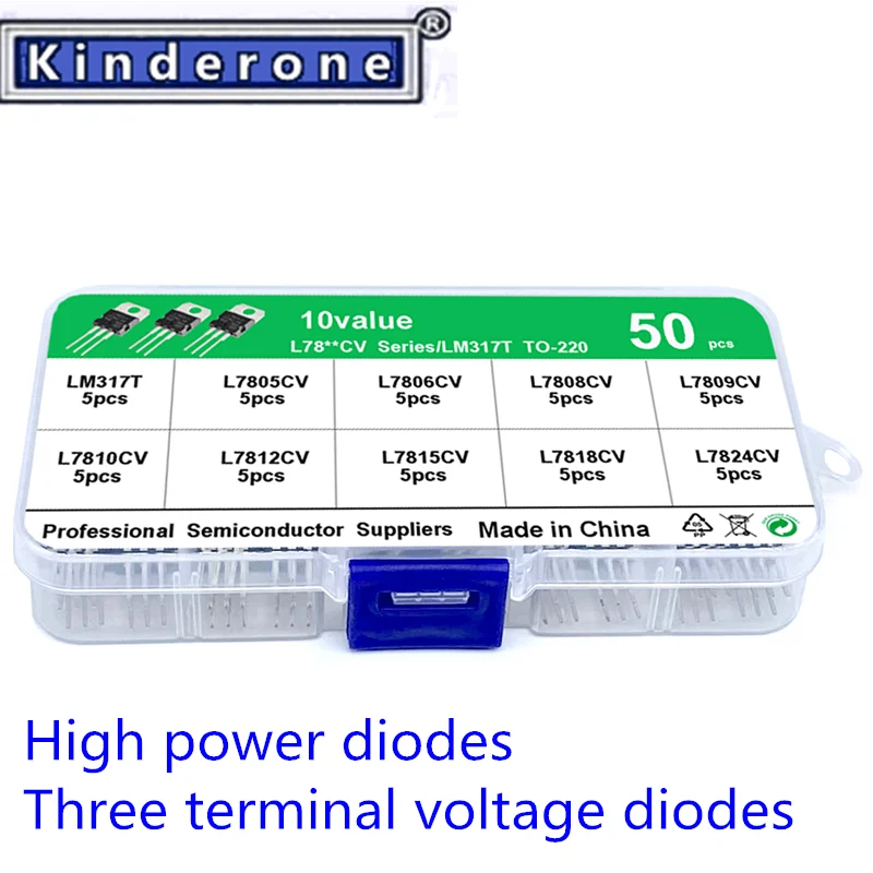 

50pcs/lot NEW Transistor Assortment Kit LM317T L7805 L7806 L7808 L7809 L7810 L7812 L7815 L7818 L7824 ST TO-22010value*5pcs