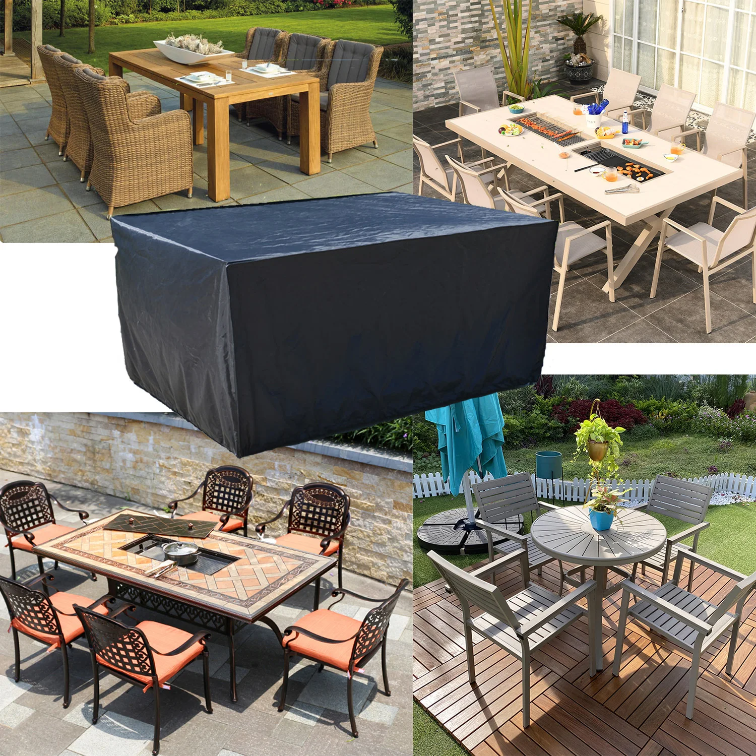 Wasserdichte Outdoor-Terrasse, Gartenmöbel-Abdeckung, Regen- und Schneestuhl-Abdeckung, Sofa, Tisch und Stuhl, Staubschutz mit Tasche – Detail 4