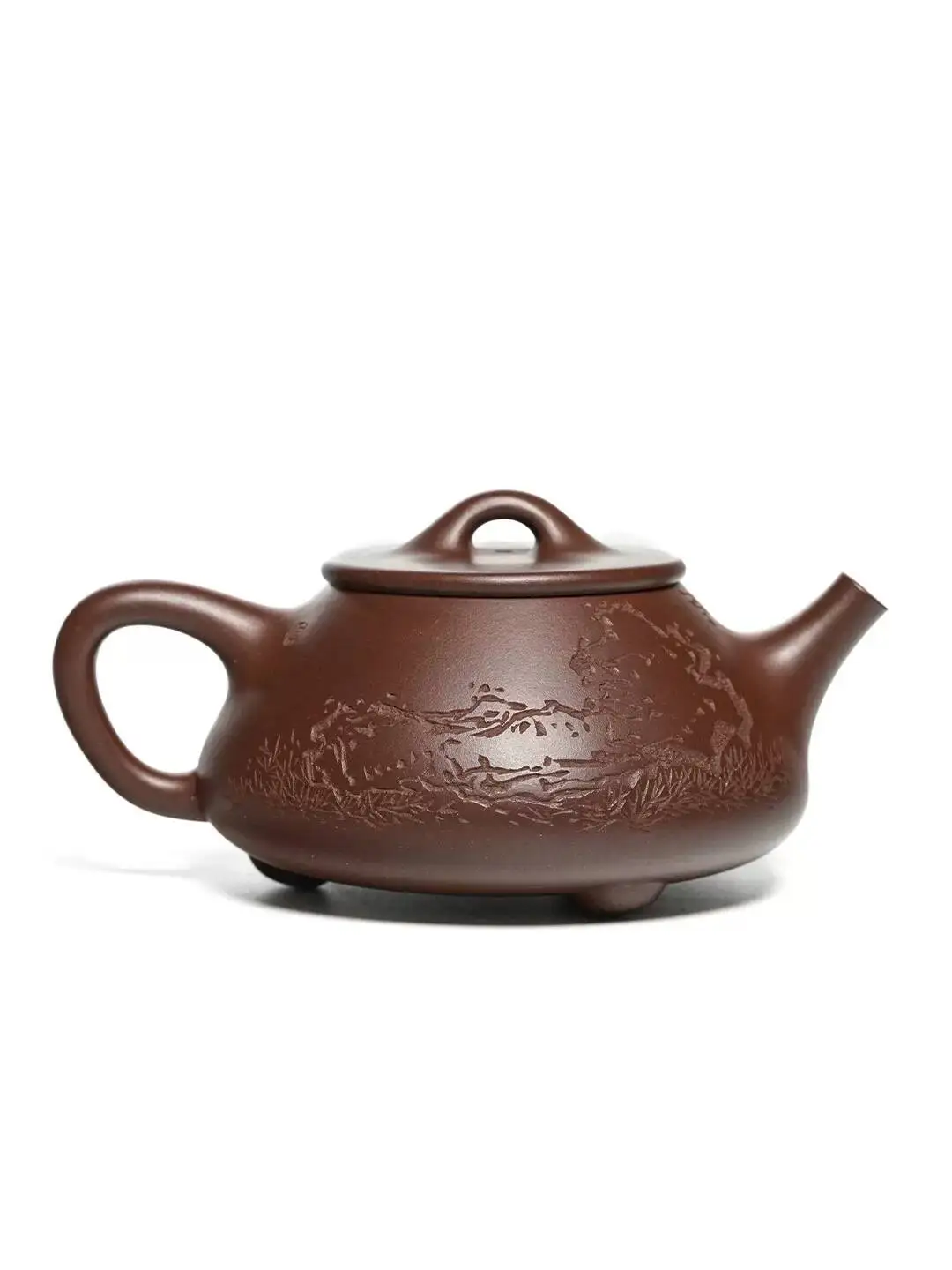 Yihu Chun High-End Purple Clay Teapot, Made By Master Craftsman Ma Fangyuan, With Yellow Artistic Engraving, Handmade Tea