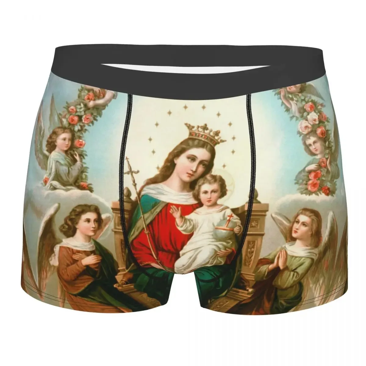 Custom Virgin Mary Underwear Men Breathable Catholic Christian Boxer Briefs Shorts Panties Soft Underpants For Homme