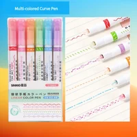 6pcs Line Shaped Highlighter Roller Tip Curve Liner Marker Pens Graffiti Pen Kawaii Korean Stationery School Office Supplies 4